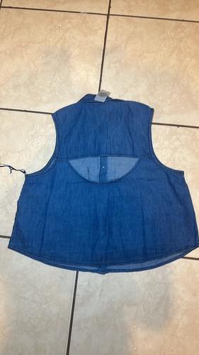 Highway Jeans Women's V Neck Denim Tank Top Button Down Sleeveless Shirts Large - Picture 5 of 7