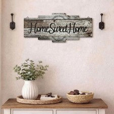 Home Sweet Home Sign, Rustic Wood Room Wall Decor, Farmhouse Plaque Wall Hang...