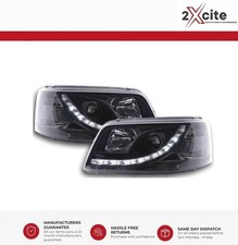 Headlights For VW T5 Transporter Black LED DRL Daylight Running Lights Devil Eye