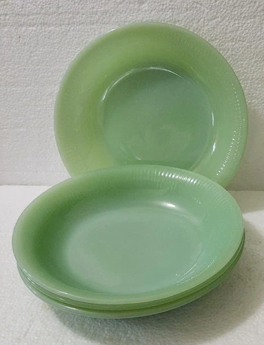 4 Jadeite Jane Ray 7 1/2" Fire King Bowls