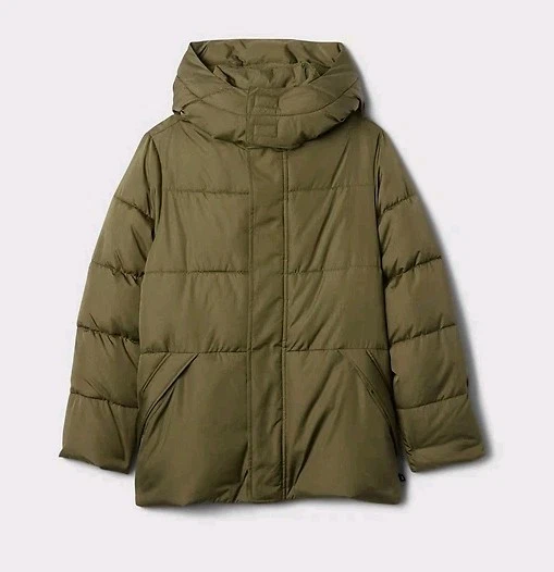 Kids Gap ColdControl Puffer Jacket Coat Long Sleeve Boys L Olive Green ~ New