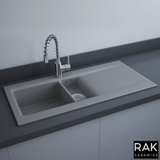 RAK Dream 1.5 Bowl Matt Grey Reversible Ceramic Kitchen Sink OC200NTSL503A