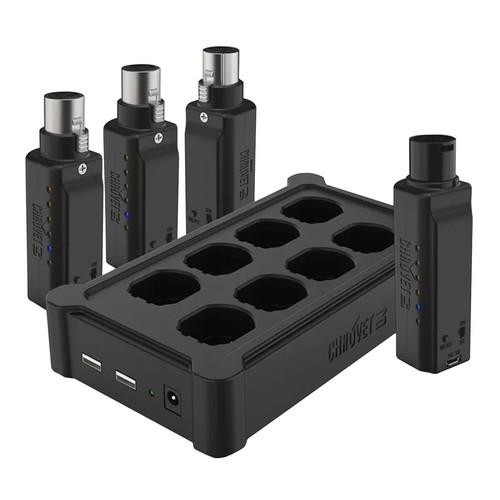 Chauvet DJ D-Fi XLR Stage Lighting DMX 1 Transmitter 3 Receivers & Charger Pack