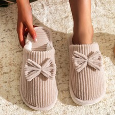 Women's Bow Slippers Indoor Bedroom Floor Lightweight and Warm Slippers