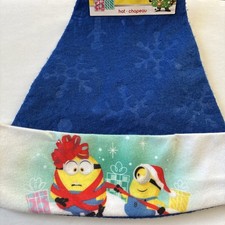 NWT  Minions Blue Santa Claus Christmas Hat