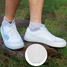 JEVRKAPZ Waterproof Shoe Covers,Reusable Foldable Not-Slip Rain L, White