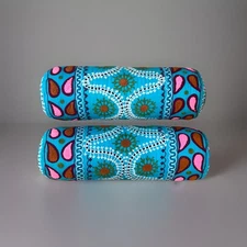 Wisteria Embroidered Bolster Pillows Boho Design Turquoise, Pink, Orange 2