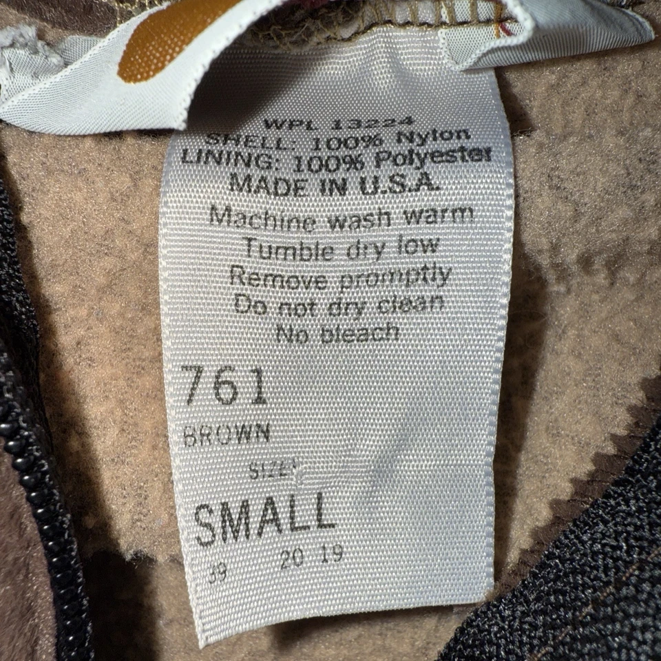 Chaqueta con Capucha Vintage Carhartt Cremallera Completa Forrada de Vellón Terciopelo Marrón Talla: Pequeña Foto 3 de 4