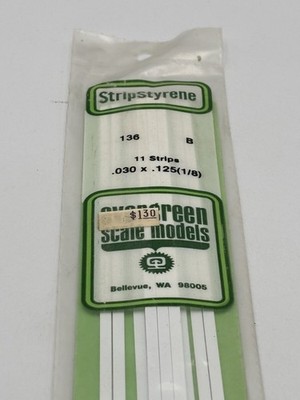 Evergreen Scale Models 136 .030'' x .125'' x 14'' Polystyrene Strips (Pack of 11)