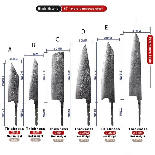 VG10 Damascus Steel Chef Knife Blank Blade DIY Home Hobby Kitchen Tools Material - 第 6/25 張圖片