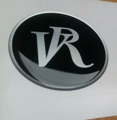 Vanroyce Wohnwagen 60 mm Radnabenkappe gewölbt Aufkleber schwarz & silber x 1