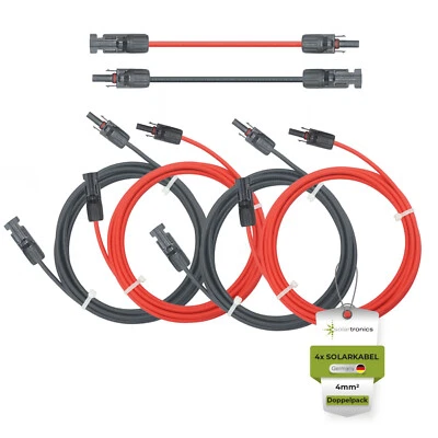 SOLARTRONICS Solarkabel Doppelpack 4x PV-Kabel 4mm² Schwarz & Rot mit Solarstecker