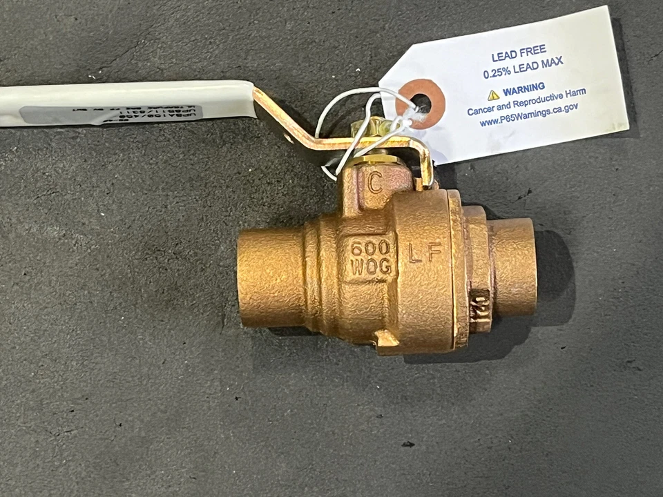 Box 6) 3/4" CxC Full-Port Lead-Free Bronze Ball Valve 600WOG 150WSP, MADE IN USA - Image 4 of 4