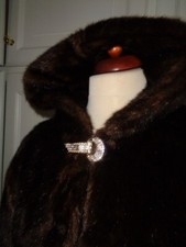 Austin Reed Faux Mink Coat With Hood  Diamond  Clasp  Quilted - Fits  Uk 12