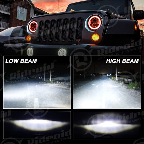 Pair RED 7" Inch Round LED Headlight Halo Angel Eye For Toyota Corolla 1969-1980 - Picture 4 of 16