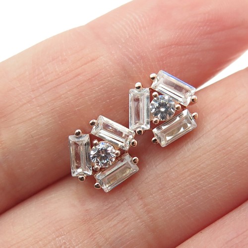 Ohrstecker 925 Sterling Silber rosévergoldet Baguette & Rundschliff C Z - Bild 1 von 7