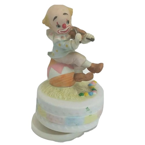Vintage Lefton 1984 Revolving Clown Music Box Playing Violin “Be a Clown”