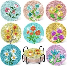 8 Pcs Diamond Painting Coasters with Holder, Diamond Art Coasters for 8 Pcs 33 