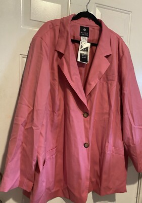 Maggie Barnes NWT 100% Wool NWT Pink Coat Jacket Single Breast Sz 34 Extra Wide