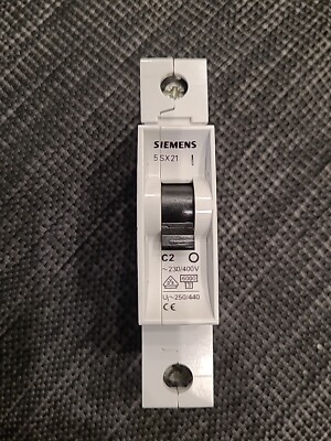 SIEMENS 2A MCB - 5 SX21 C2 230/400V MAX 277V AC SINGLE POLE MCB