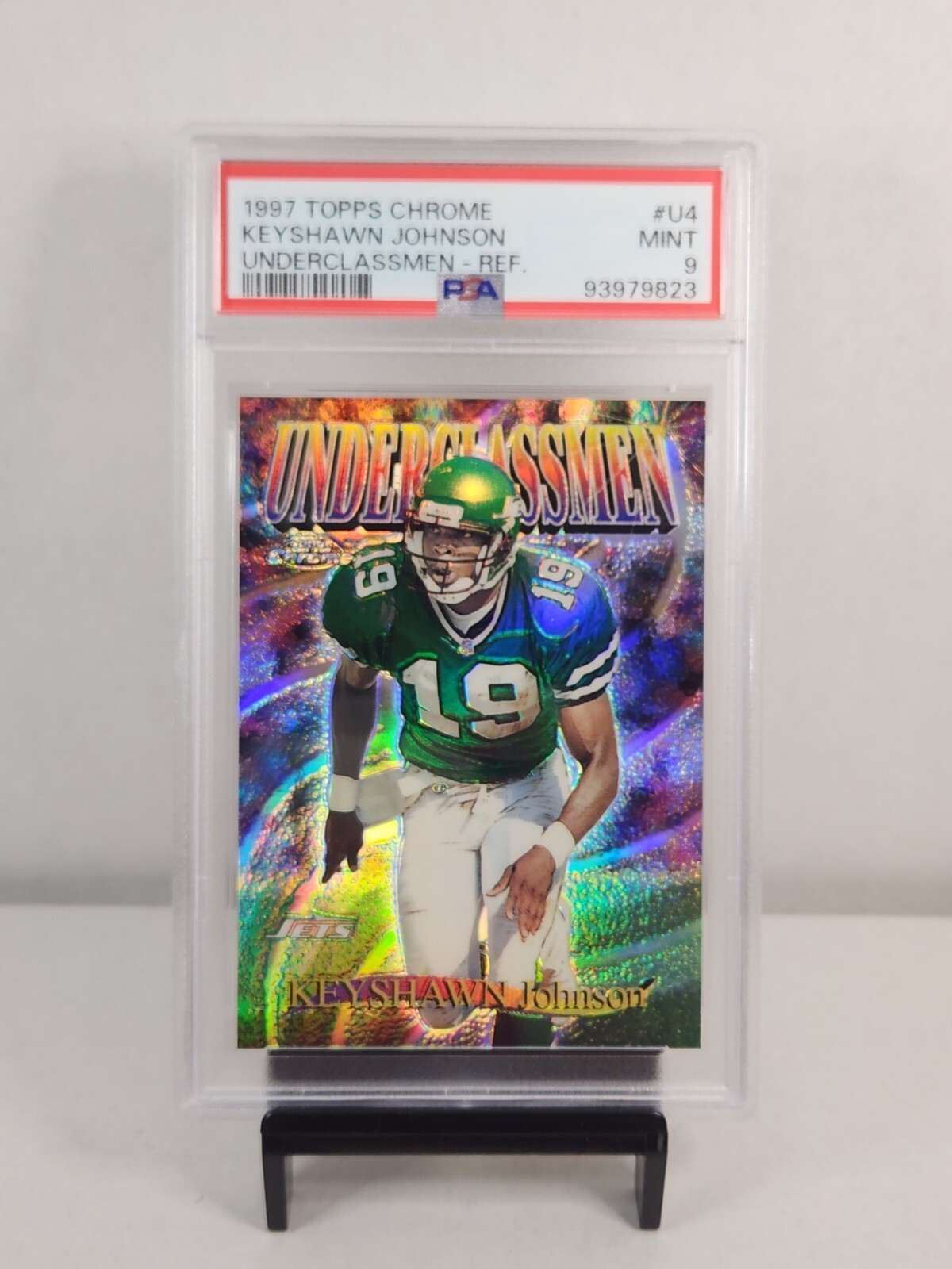 1997 Topps Chrome #U4 Keyshawn Johnson Underclassmen Refractor PSA Mint 9 Jets