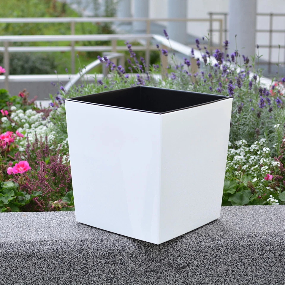 Blumenkübel Hochglanz Blumentopf Übertopf Pflanzeinsatz SET 2 Farben 2 Größen - Bild 2 von 4