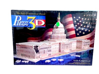 VTG Puzz3D US Capitol Building 3D Puzzle Sealed 1994 718pc Milton Bradley