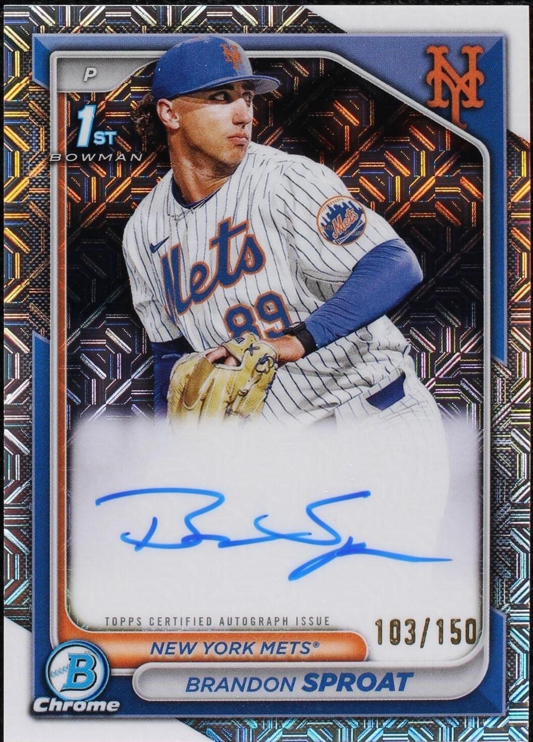 2024 Bowman Chrome Brandon Sproat Auto HTA Choice Refractor 1st #/150 PSA 9