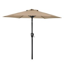 1 or 2 Pack 7.5ft Umbrella Outdoor with Push Button Tilt/Crank for Garden Tan