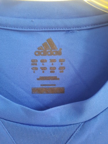 Mens Adidas Soccer Jersey Tee Climalite Blue White Size L - Picture 3 of 5