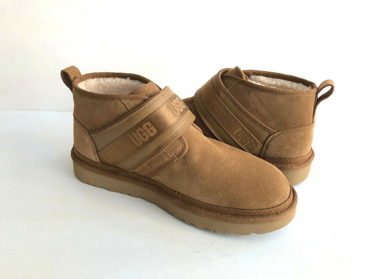 UGG MEN NEUMEL SNAPBACK CHESTNUT SHEARLING LINED SUEDE SHOE 