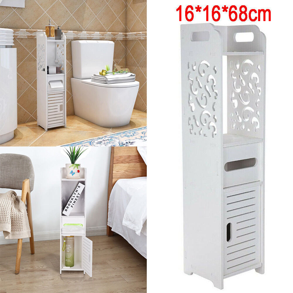 Waterproof Bathroom Storage Cabinet Free Standing Cabinet Organizer Unit  White