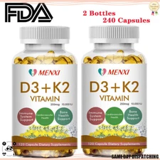 Vitamin K2 MK7 with D3 10000IU Supplement BioPerine Capsules / Immune Health 240