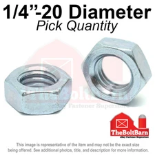 1/4"-20 Grade A Hex Jam Nuts Zinc Clear COARSE Thread (Pick Quantity)