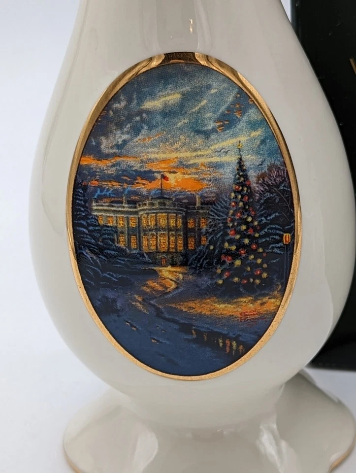 Jarrón de porcelana Thomas Kinkade "Las luces de la libertad" 2005 nuevo en caja Foto 2 de 4