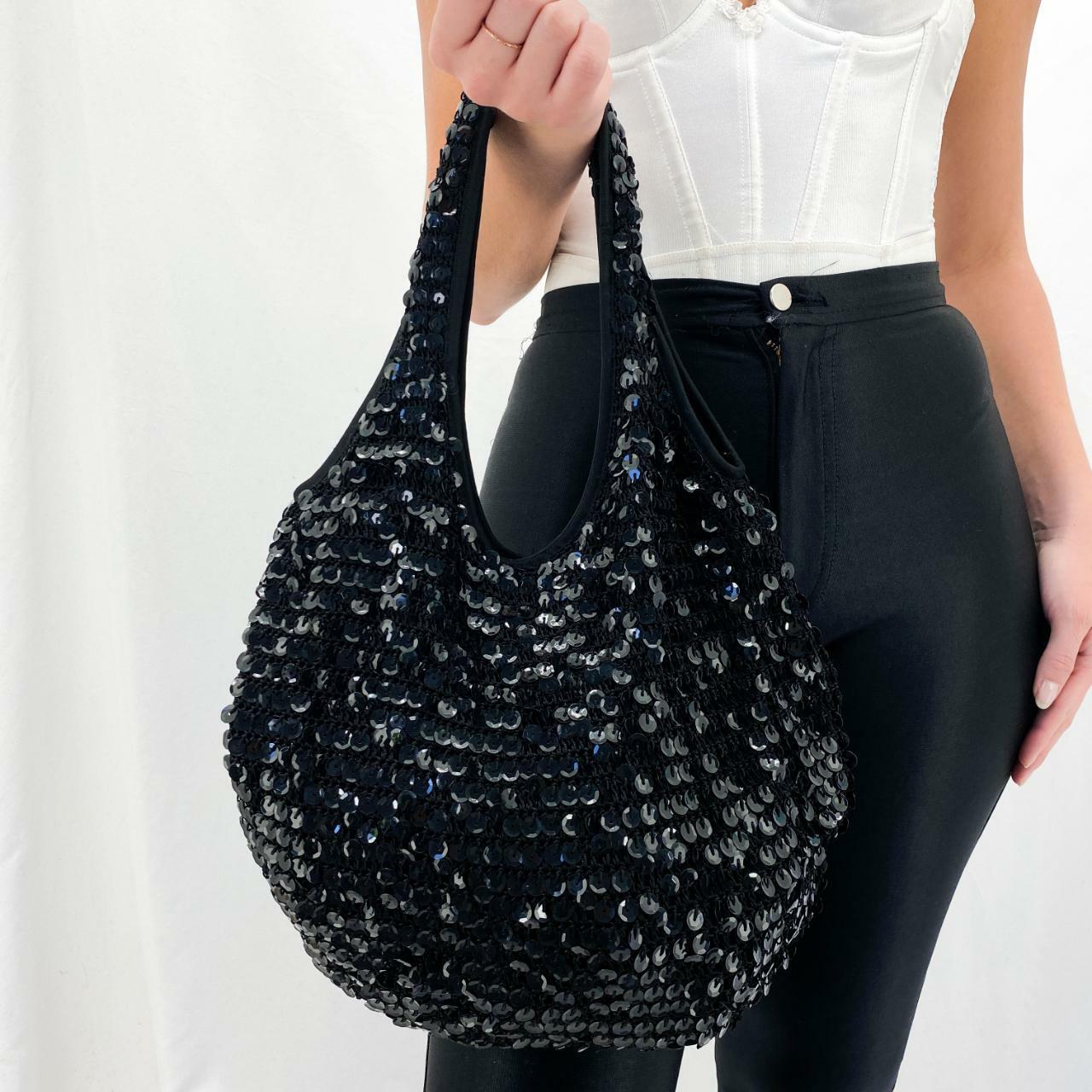 Y2k Black Sequin Oversized Bag [M] | eBay