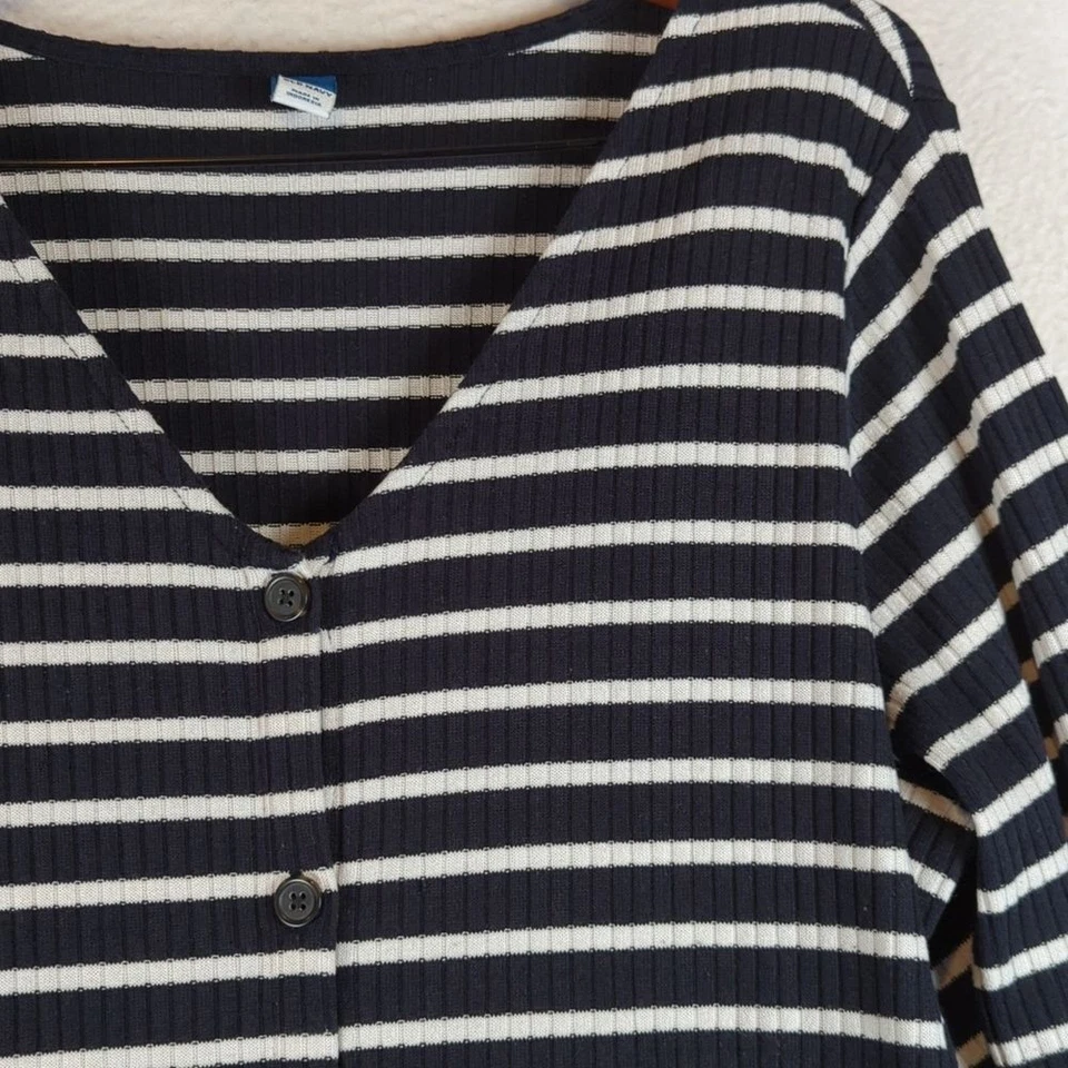 Old Navy Womens Striped V Neck Button Long Sleeve Midi Dress Size XL - Image 4 of 4