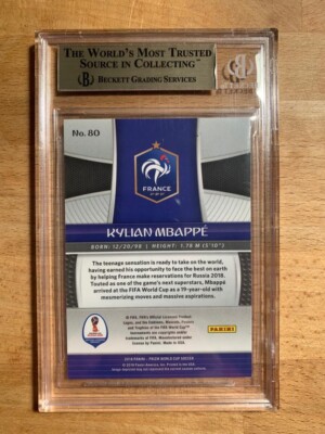 KYLIAN MBAPPE 2018 PANINI Prizm World Cup #80 BGS GEM MINT QUAD