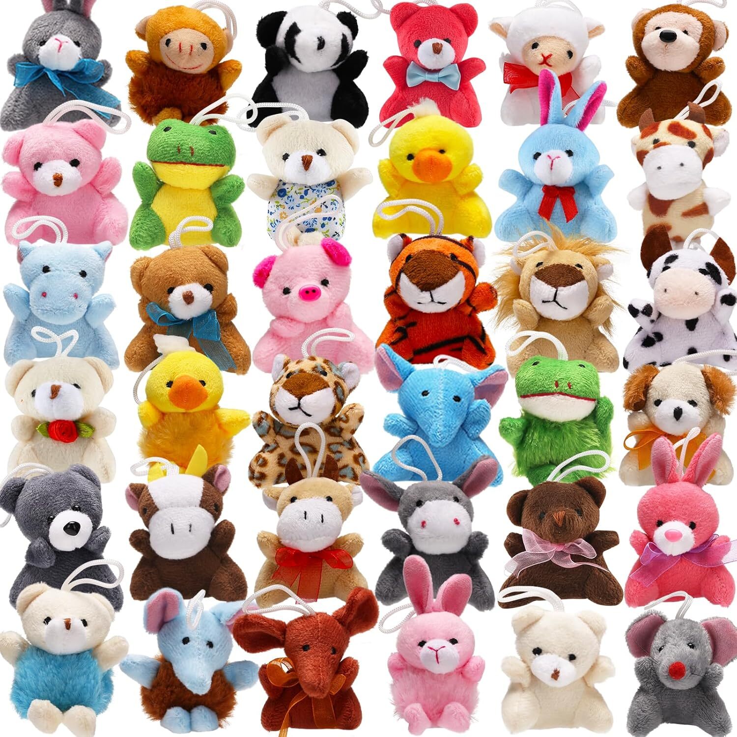 38 Pack Mini Stuffed Animals Party Favors for Kid, Small 38 Jungle Animal
