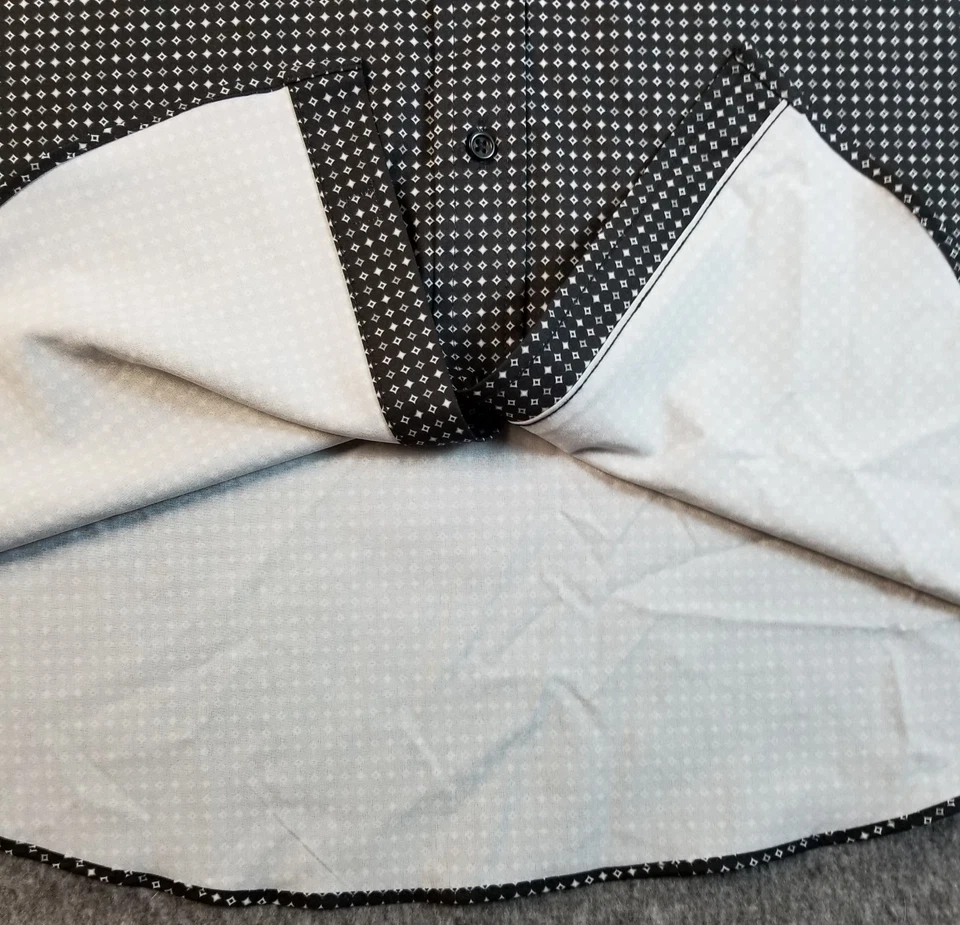 Camisa con botones Marc Asher para hombre mediana negra gris blanca geométrica mangas largas Foto 4 de 4