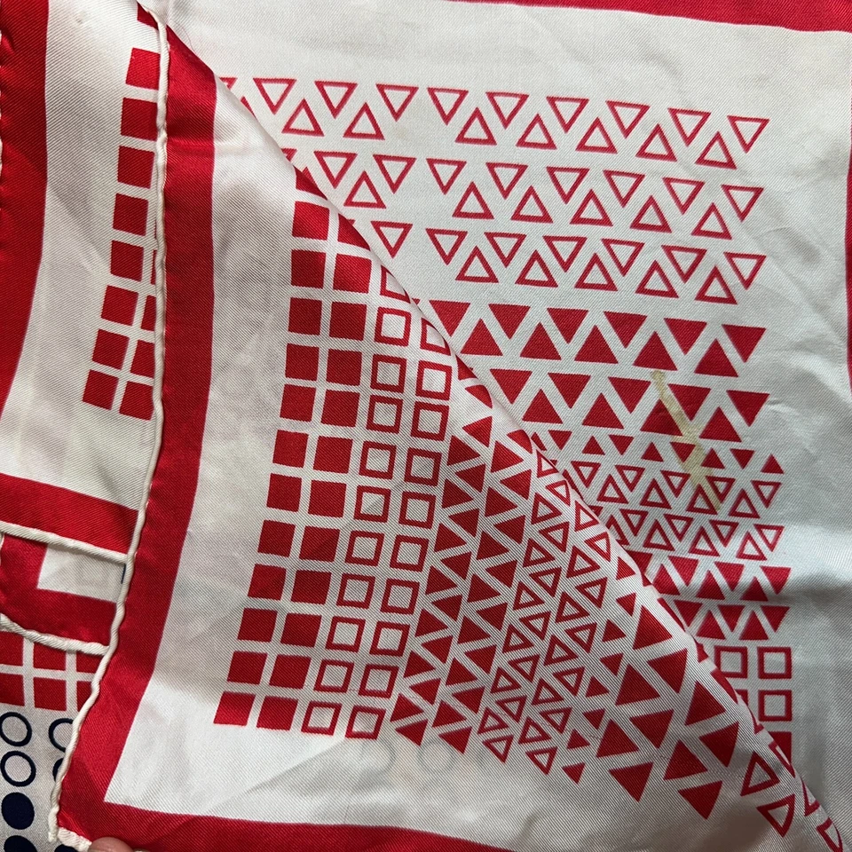Rudi Gernreich Scarf Silk Mod Square Shapes Red White Blue 30 in Avant Garde - Image 2 of 4