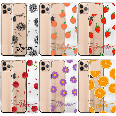 Personalised Phone Case For Huawei P30/P40/Pro;Initial Flower Clear Hard Cover
