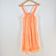 Zara womens slip dress size S orange stretch sleeveless midi viscose 087815