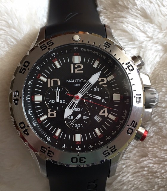 NAUTICA Chronograph Tachymeter 100m Mens watch Blk Face With