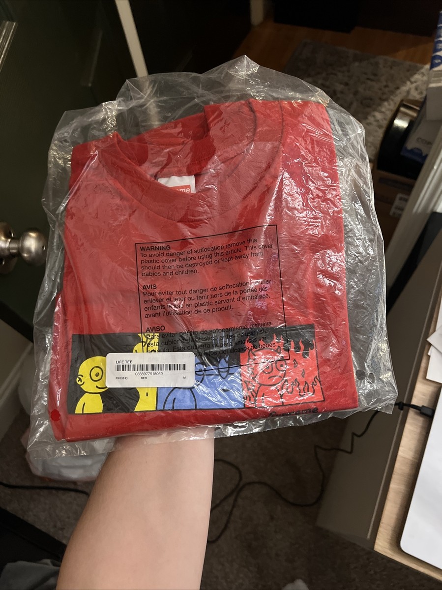 トップス SUPREME 19fw LIFE Tee XL Supreme Life Tee - Black - Red - FW19 | eBay