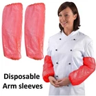 Red Disposable PE Sleeves Arm Cover Over sleeves Cleaning Protective Kitchen Lab
