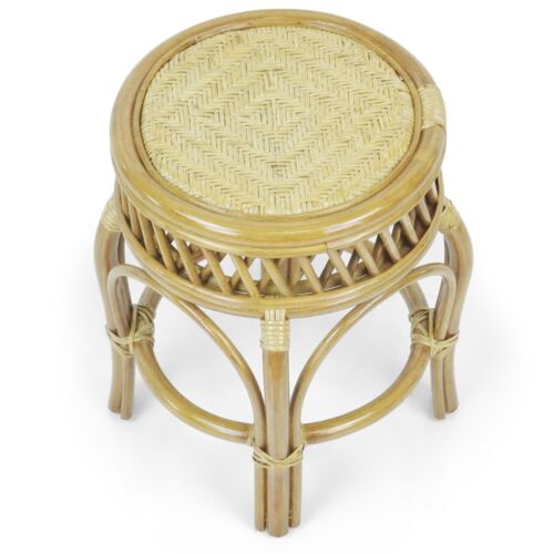 Ginger Handmade Rattan Wicker Stool Ottoman Plant Stand - Picture 22 of 30