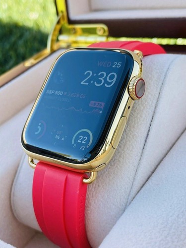 Personalizzato 24K placcato oro 45MM Apple Watch SERIES 7 ROSSO OYSTERFLEX  Distribuzione ROLEX | eBay