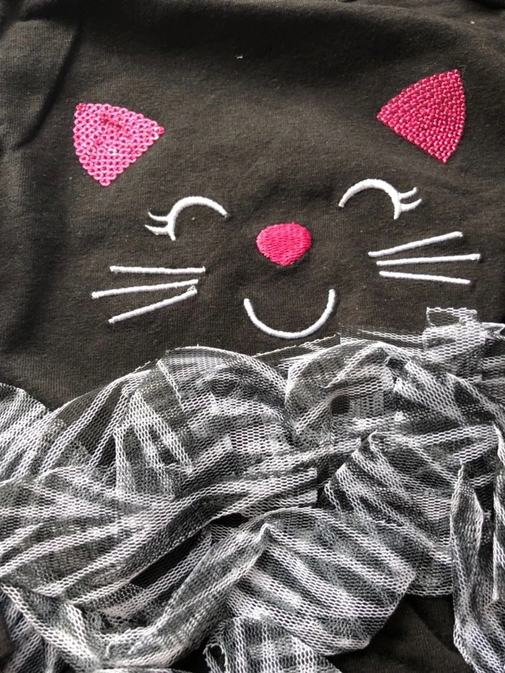 Baby Girl Black Kitty Cat Ruffle Frilly Lace Romper Tutu Dress one piece costume - image 3 of 4