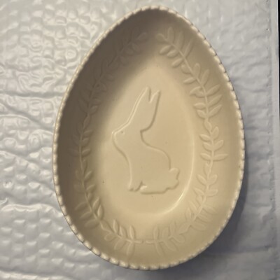 Earthenware Bunny Easter Egg Serving Dish Candy Bowl  7''L x 5  W x 2''